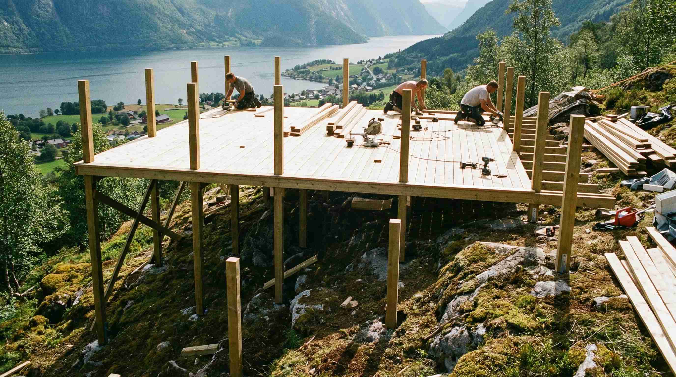 Bygge terrasse i skråning – planlegging, fundamentering og kostnader